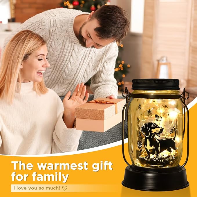 kyoryuger Dachshund Gifts for Women/Men Dachshund Solar Lanterns Mom Birthday Wiener Dog Lovers Lantern Pet Loss Sausage Dog Memorial Lights Solar Garden Decor Yard, Patio,Backyard,Porch Torches Light