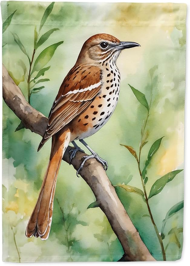 Caroline's Treasures Georgia Brown Thrasher House Flag Large Porch Sleeve Pole Decorative Outside Yard Banner Artwork Wall Hanging, Polyester, House Size, Multicolor