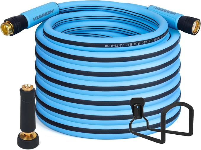 Garden Hose 5/8" x100FT,Heavy Duty 450B.P Water Hose Lawn & Garden Watering Equipment 3/4" Solid Brass Fittings