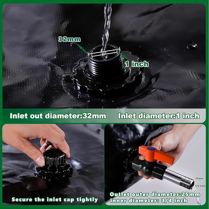 540 L/142 gal Water Bladder Storage Containers, Foldable Portable Water Tank Large Capacity Soft Water Bag, Drought Resistance, Fire Prevention, Emergency Water