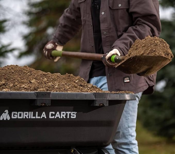 Gorilla Carts 7GCG-NF Heavy-Duty Poly Dump Garden Cart with No-Flat Tires, 7 Cubic Feet, 1200-Pound Capacity, Black, Amazon Exclusive