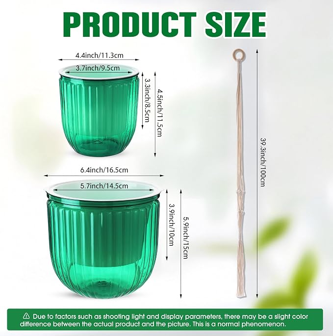 Hanging Planter Set of 6 Self Watering Indoor Flower Pots with Water Level Indicator Modern Plant Hangers for Indoor Garden Decor Balcony Apartment Boho Home Decoration Easy Care(Emerald)