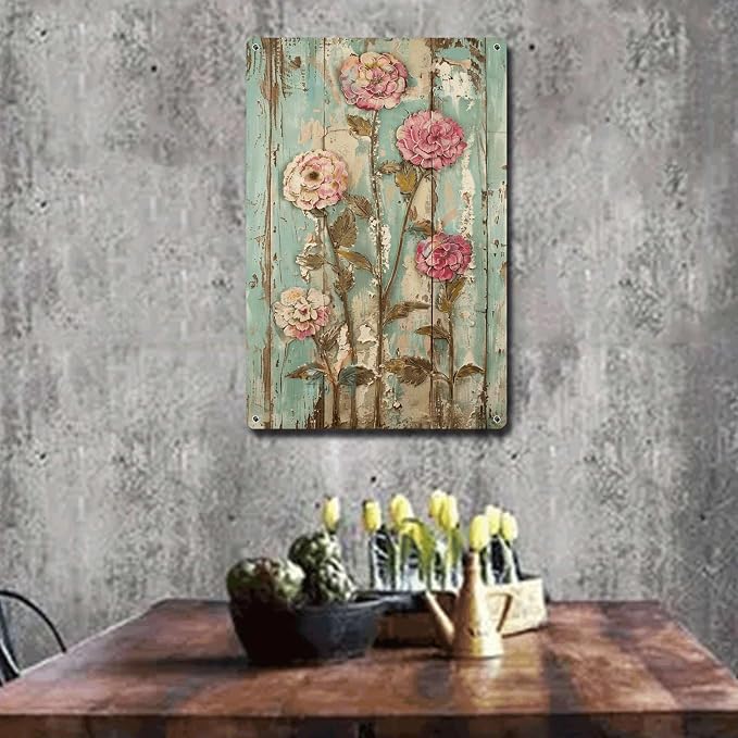 Metal Sign Tin Sign Vintage Wall Art Shabby Chic Longevity Tin Sign for Vintage Aesthetics Perennial Bloom Lovers and Weather Resistan Funny Bathroom Wall Decor for Home Decor 12×16 Inches