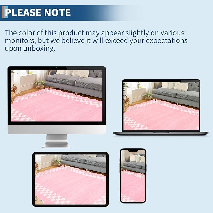 GarveeHome Washable Runner Rug 2x10 Modern Bordered Hallway Runner Rug | Non Slip Kitchen Throw Carpet Checkered Entryway Rugs Low Pile Solid Area Rugs for Living Room Bedroom Nursery Sink, Pink
