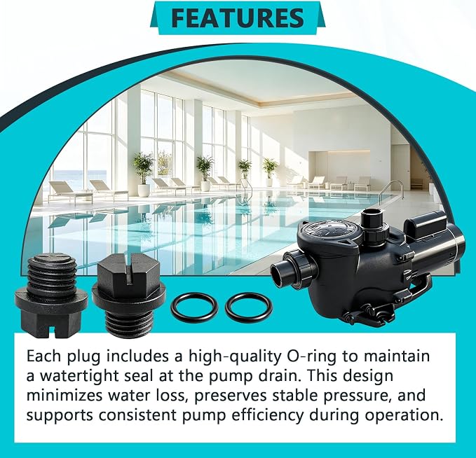 SPX1700FG Pool Pump Drain Plug Gasket Replacement 4-Pack | Fits Hayward SPX1700FG, MaxFlo & Select Power-Flo. Includes 4 Plugs & Seals for Pool Maintenance.