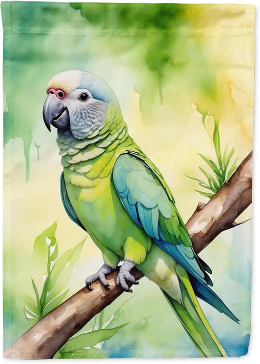 Caroline's Treasures Monk Parakeet House Flag Large Porch Sleeve Pole Decorative Outside Yard Banner Artwork Wall Hanging, Polyester, House Size, Multicolor
