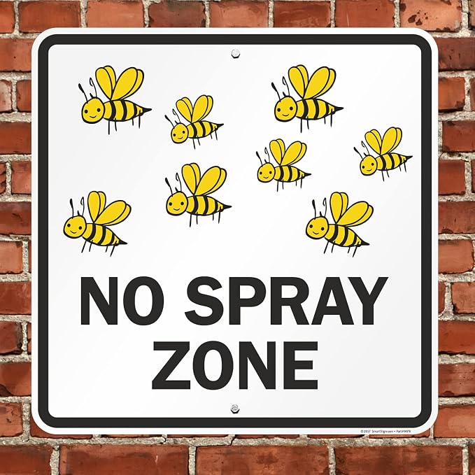 SmartSign 24 x 24 inch “No Spray Zone” Metal Sign with Pre-Cleared Holes, 80 mil Laminated Rustproof Aluminum, Black and Yellow, Made in USA