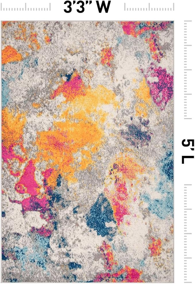 Rugshop Modern Abstract Living Room Non-Shedding Area Rug Multi 3'3" x 5' | Rectangular, Size 3'3" x 5', Bedroom, Dining Room, Home Office, Kitchen, Entryway, Hallway, Nursery, Kids Room, Guest Room