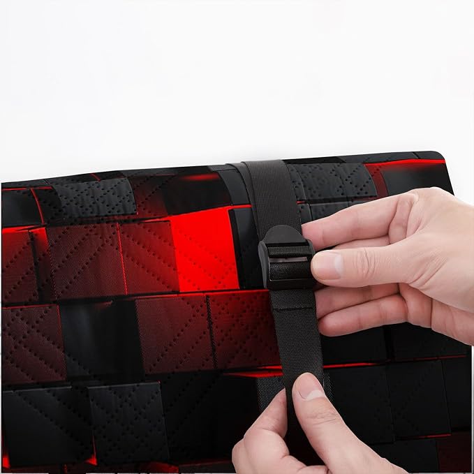 Outdoor Picnic Blanket Portable Ultrasonic Waterproof Picnic Black Red Stereoscopic Square Printed Camping Beach Mat for Sand and Wet Grass Hiking (Black Red Square L