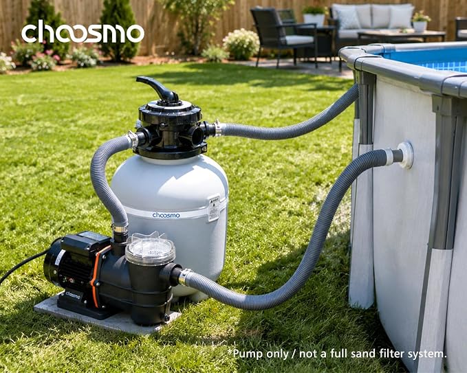 1/2 HP Above Ground Pool Pump, 3120 GPH 115V Self-Priming Sand Filter Pump Replacement with Filter Basket, High-Flow Swimming Pool Circulation Pump with 1.25/1.5 in Hose Adapters
