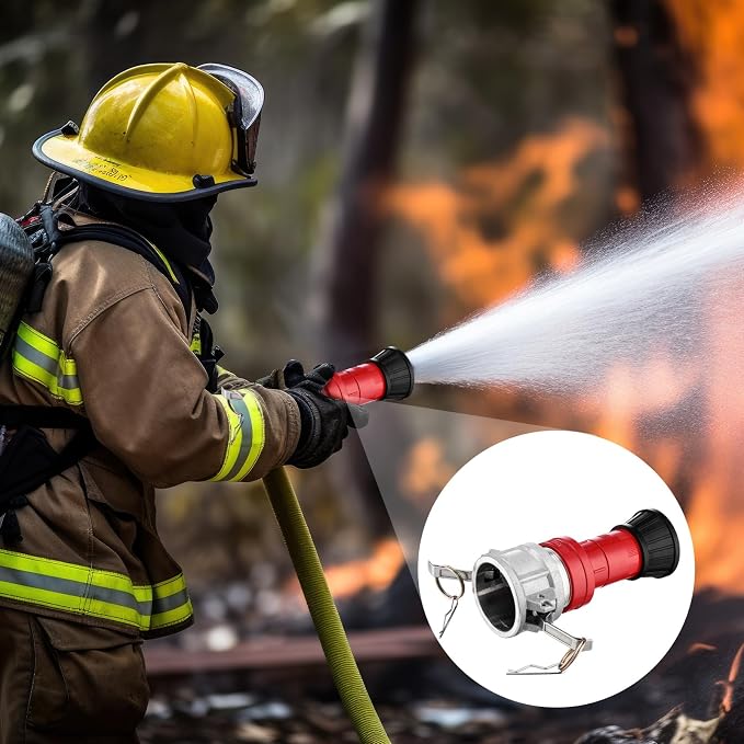 MorningRo 2 Fire Hose Nozzles Npsh/Npt Heavy-duty Industrial hose jet nozzle Thermoplastic Equipment Spray Fog with Aluminum Female and Male Aluminum Camlock Fitting for garden pool(2 Inches)