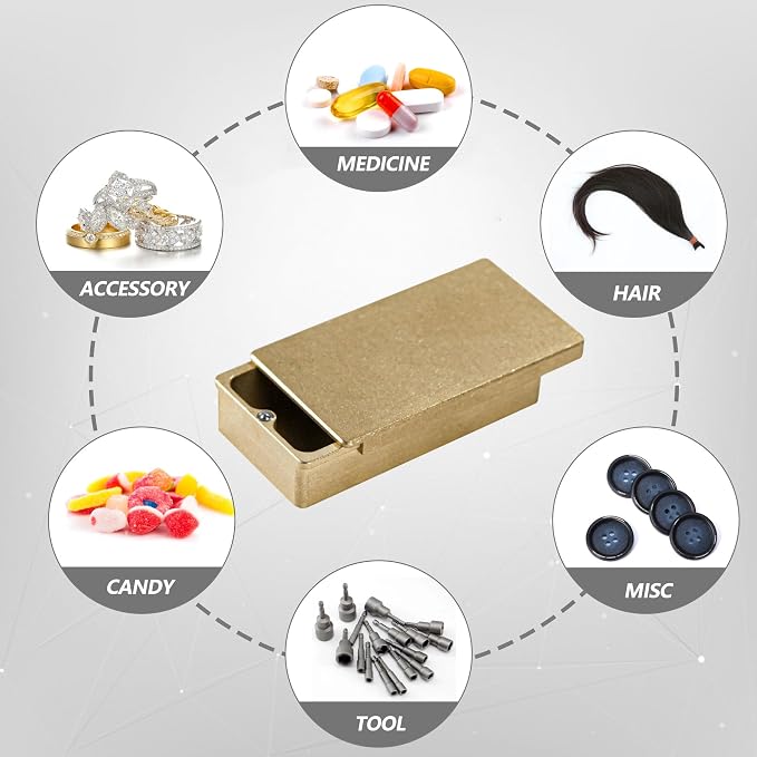 Titanium EDC Container Storage Box Mini Metal Box Outdoor Camping Gear Backbag Tool For Tiny Things, Brass