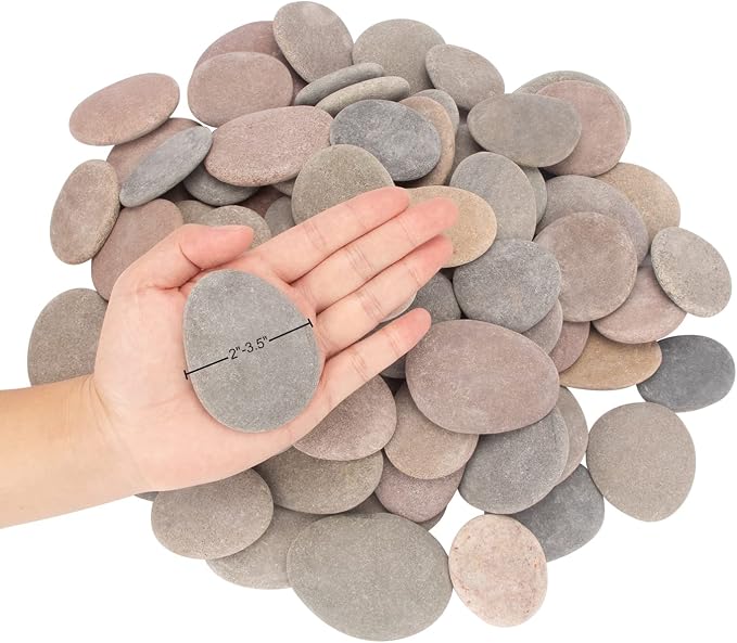About 100 Pcs Painting Rocks, 2.2"-3.5", Flat, Smooth - River, Craft, DIY Stones, 18 Pounds