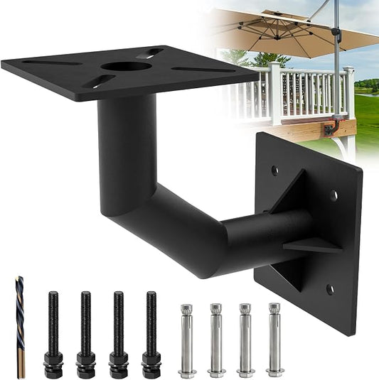 333'S Heavy Duty Deck Mounted Cantilever Umbrella Bracket System | Steel Side Mount for Purple Leaf Umbrella, Fits 6x6 Post or Rim Joist Outdoor Shade Installation