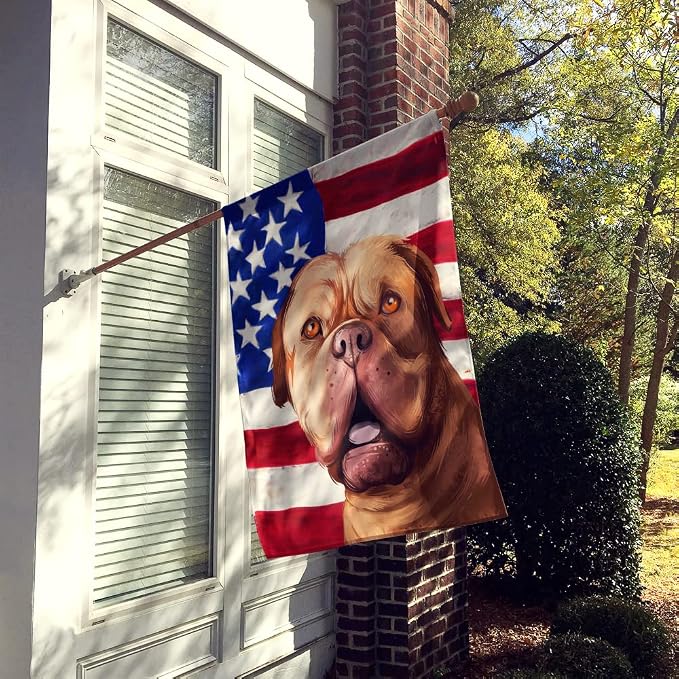 Caroline's Treasures CK6505CHF Dogue de Bordeaux Dog American Flag House Flag Large Porch Sleeve Pole Decorative Outside Yard Banner Artwork Wall Hanging, Polyester, House Size, Multicolor