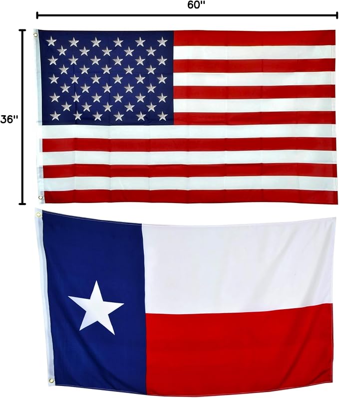 Shop72 Set of Texas flag 3x5 with American Flags for Outside, Texas State, Allegiance to USA, This Garden Banner Made Heavy Duty, US Banner