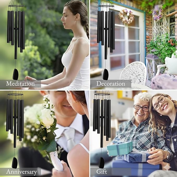 Wind Chimes for Outside Deep Tone, 47" Large WindChimes with 7 Tubes, 100% Rustproof Aluminum, Memorial Gift or Garden, Patio, Porch and Outdoor Décor