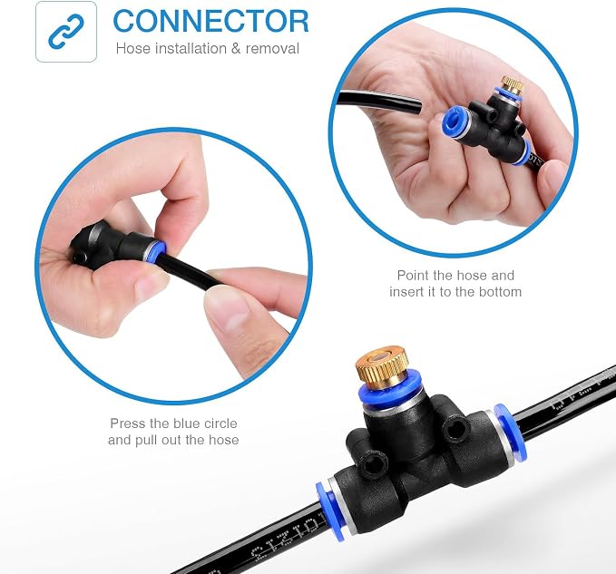 H&G lifestyles Patio Mister, Outddor Misters for Outside Patio,Water Misters for Cooling,75FT Misting System for Green House,25 Brass Mister Nozzles,Fits 3/4" GHT Garden Hose,for Backyard Trampoline