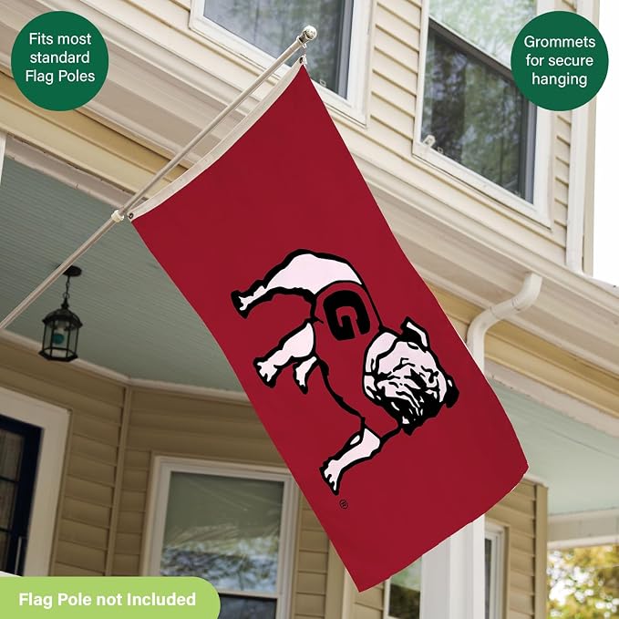 NCAA University of Georgia Flag with Grommets, 3'x5' UGA Bulldogs Outdoor College Flags & Banners for Garden Patio Indoor Wall Décor