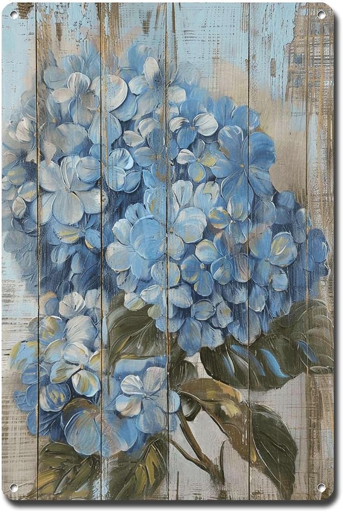Metal Sign Tin Sign Vintage Wall Art Rustic Testament Hydrangea Tin Sign for Easy Installation Weather Resistant Design and Vintage Gr Vintage Sign for Club 6×8 Inches