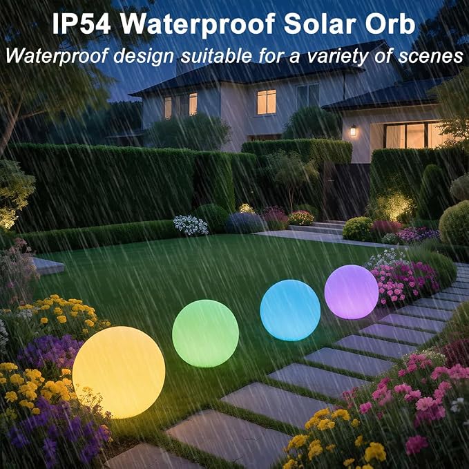 12-in Solar Garden Globe Light Outdoor, Solar Glowing Ball Light w/Remote, 16 RGB Color Changing Waterproof Large Outdoor Orb Lamp, Landscape Lighting Mood Lamp w/Ground Stake for Patio Yard Lawn Path