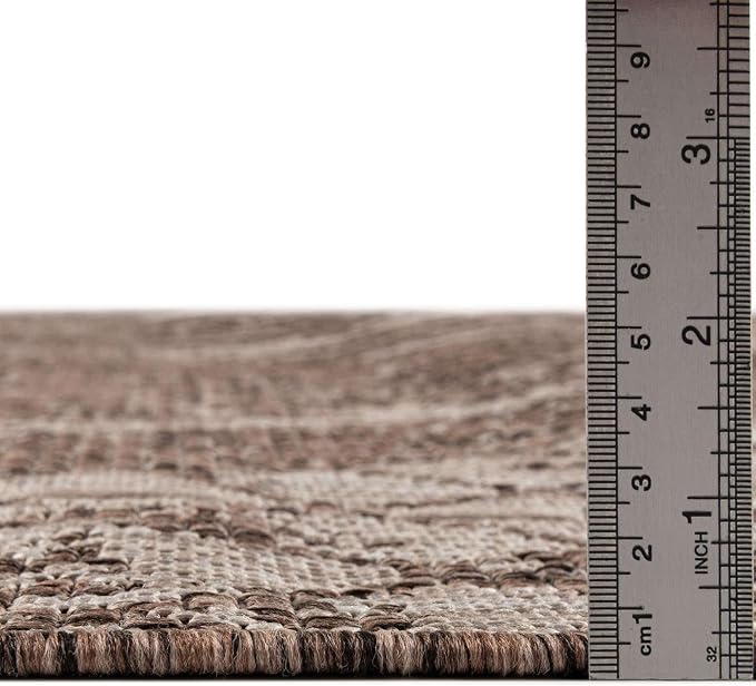 Unique Loom Outdoor Bohemian Collection Area Rug - Anthro (3' 3" x 12' Runner, Brown/ Ivory)