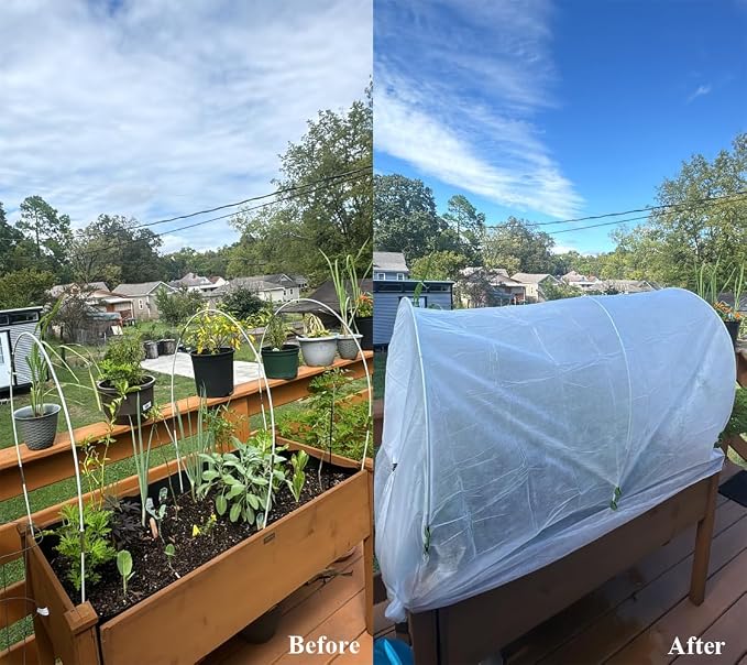 Frost Cloth Plant Freeze Protection, 5x60 Ft Floating Row Cover Fabric for Garden Beds, 0.9oz/yd² Frost Blanket for Outdoor Plants, Plant Covers for Winter Protection