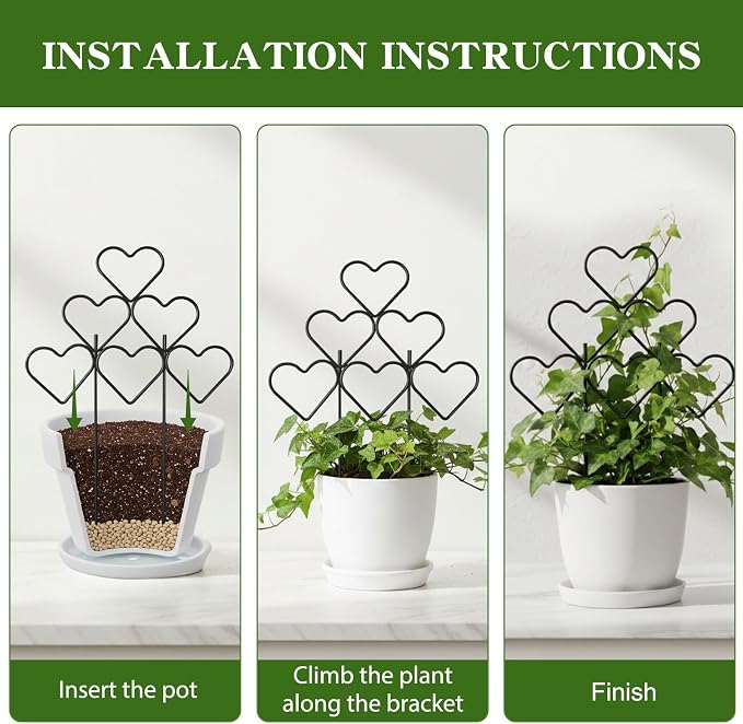 ZOUTOG 15 Inch Trellis for Climbing Plants Outdoor 3 Pack,Rustproof Metal Garden Trellis for Potted Plants,Sturdy Houseplant Support Indoor Outdoor for Ivy Pothos Monstera Hoya Flower Vine