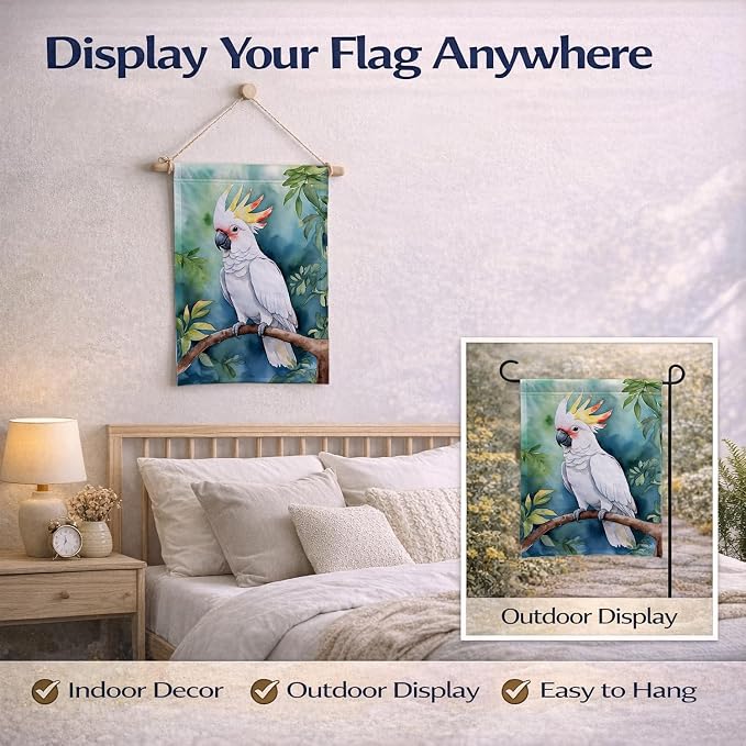 Caroline's Treasures Cockatoo Garden Flag Mailbox Flag Decorative Yard Flag Banner Outside Patio Artwork Yard Flower Beds, Garden Size, Multicolor