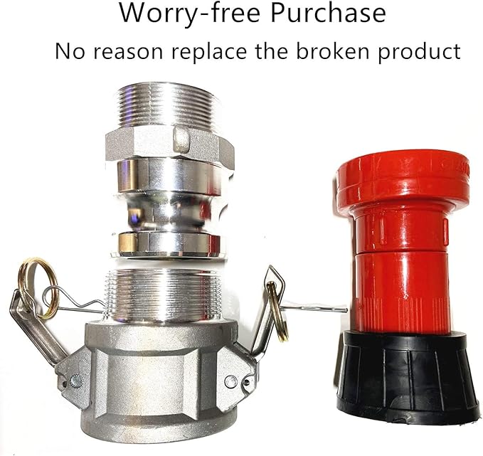 SAFBY Fire Hose Nozzle 1.5 Inch NPSH/NPT Thermoplastic Fire Equipment Spray Jet Fog with 1.5 Inch Aluminum Female and Male Fitting
