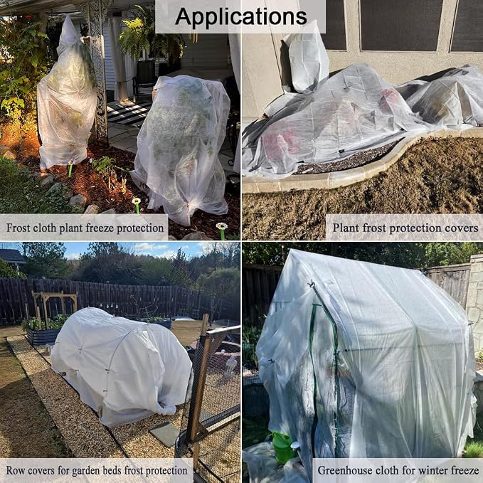 Frost Cloth Plant Freeze Protection, 7x100 Ft Floating Row Cover Fabric for Garden Beds, 0.9oz/yd² Frost Blanket for Outdoor Plants, Plant Covers for Winter Protection