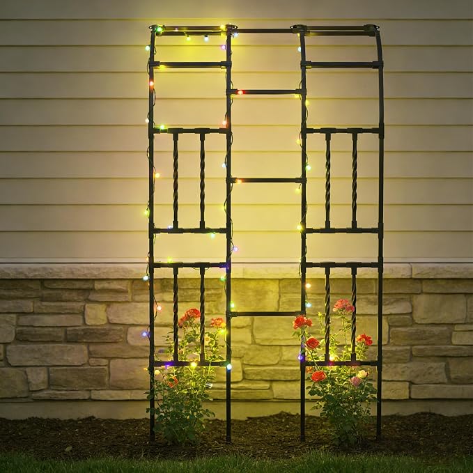 Square Tube Half Garden Arch Trellis 2.0FT×7.9FT,Metal Black Outdoor Arbor for Climbing Plants,Garden Archway for Patio Lawn Backyard
