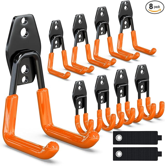 3-H Garden Hose Holder Wall Mount 4 Pack Solid Steel 2.8 Inch,4 Pack 2.5 Inch Compact Hose Hanger Heavy Duty Water Hose Holders for Outside,Orange