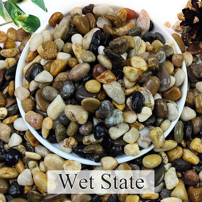 YISZM 20lbs Natural River Rocks for Plants, 3/8" Aquarium Gravel Decorative Polished Mixed Pebbles for Fish Tank, Gardening, Flower Pots, Vase Fillers, Indoor Water Fountains, Landscaping