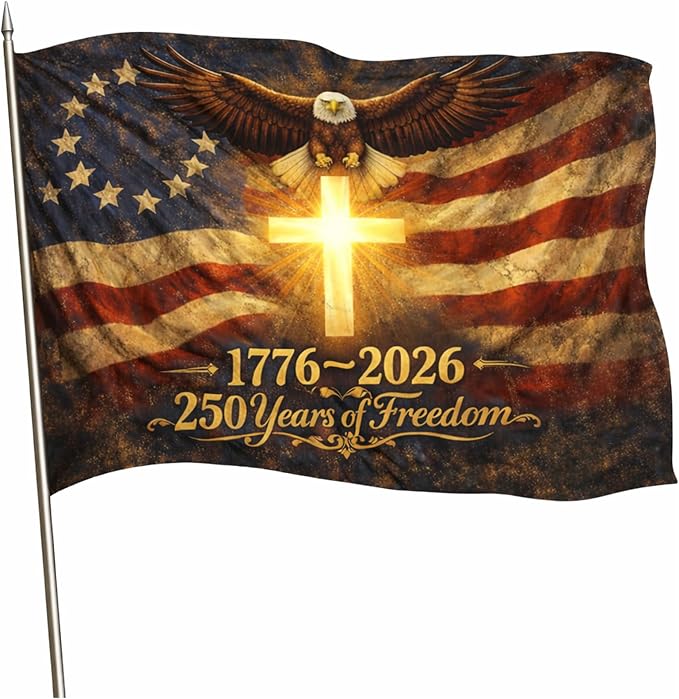 USA 250 Year Anniversary Flag 3x5 Ft – 1776-2026 United States Semiquincentennial Outdoor Banner, 250th America Birthday Celebration Decor (Cross Poly)