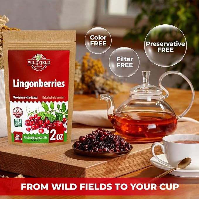 2 oz. Lingonberries Fruit Herbal Tea (Vaccinium Vitis-Idaea) - 56g Dried Lingonberry Herb Fruit Té De Arándano Rojo
