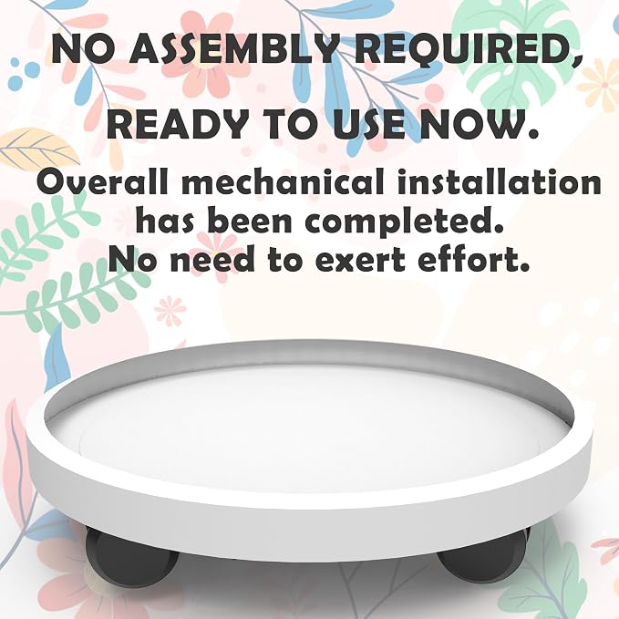 WanderingDonkey 14 Inch Wheeled Potted Flower Mover Dolly with Casters, Round Coaster for Indoor Outdoor,Planter Saucer Tray, Heavy Duty Plant Caddie with Wheels,Rolling Plant Stand Pot Trolley