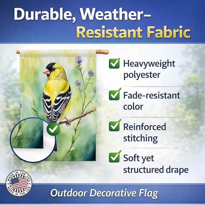 Caroline's Treasures American Goldfinch House Flag Large Porch Sleeve Pole Decorative Outside Yard Banner Artwork Wall Hanging, Polyester, House Size, Multicolor