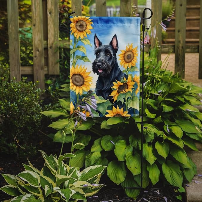 Caroline's Treasures DAC6158GF Scottish Terrier in Sunflowers Garden Flag Mailbox Flag Decorative Yard Flag Banner Outside Patio Artwork Yard Flower Beds, Garden Size, Multicolor