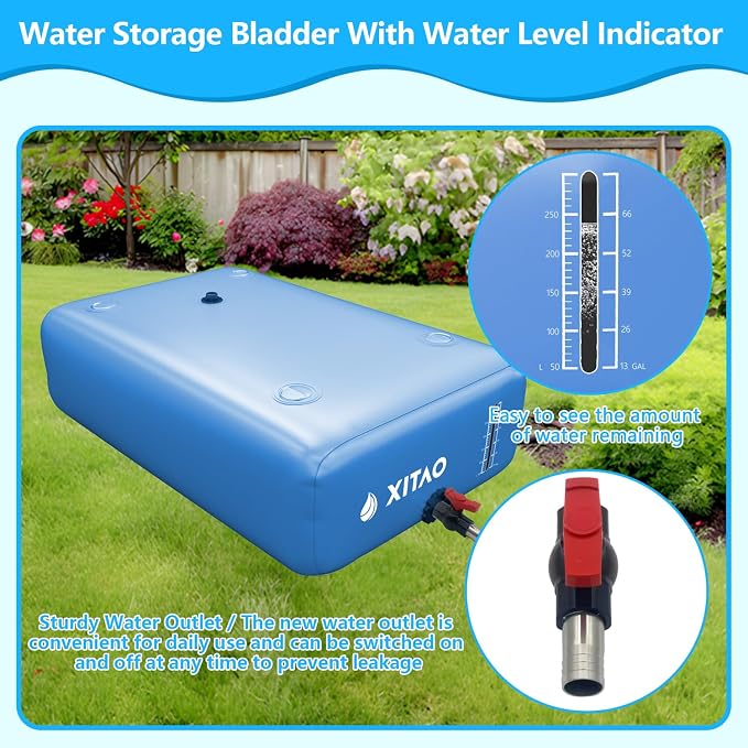 XITAO Water Bladder Storage Containers, Water Tank Foldable Portable Water Storage,Water Storage Bag Containers for RV, Camping, Garden, Irrigation, Drought Resistance, Firefighting