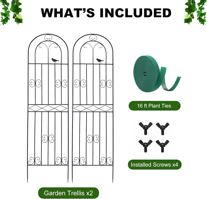 2 Pack 70.8" H x 19.7" W Metal Garden Trellis with Black Coating, Wire Lattice Grid Panel for Climbing Plants Outdoor Roses Vine Cucumbers Vegetables Flower Support (70.8" H, 2 Pack)