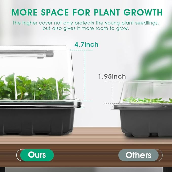 Seed Starter Tray with Grow Light, 192-Cell Seed Starter Kit, Seedling Starter Trays with Humidity Domes, Automatic Timer, Adjustable Light Indoor Gardening Plant Germination Trays