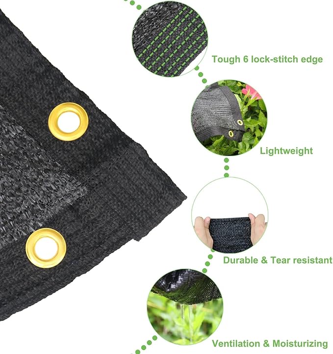 Mklsit Garden Shade Cloth, 70% 12 x 12 FT Resistant Sun Shade Net Mesh Tarp with Reinforced Grommets Outdoor Shade Cloth for Greenhouse, Plants, Tomatoes, Pergola, Patio Sunshade