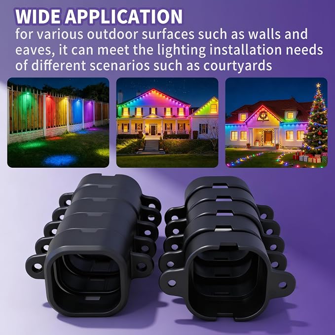 95 Pcs Light Clips for Govee Pro H706 Permanent Outdoor LED Lights Compatible with Govee Pro H706A H706B H706C Outdoor Decoration and Fixed luminaire Mounting Brackets Screws Kit (Black)