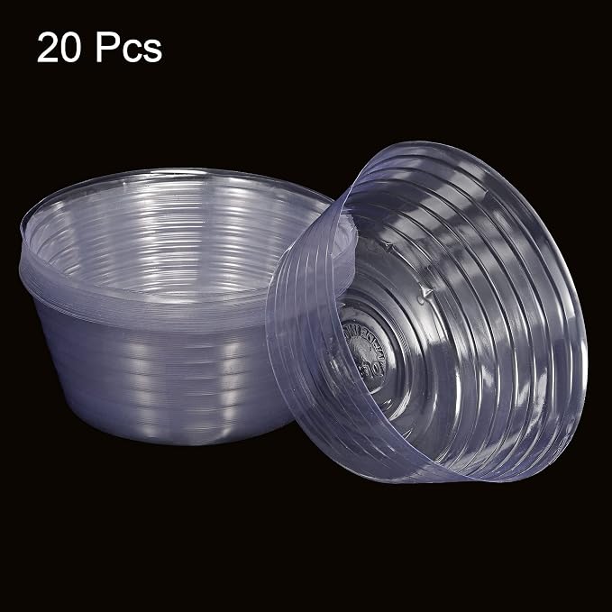 MECCANIXITY Plant Pot Saucer 8 Inch Plastic Round Flower Drip Tray for Indoor Outdoor, Clear Pack of 20