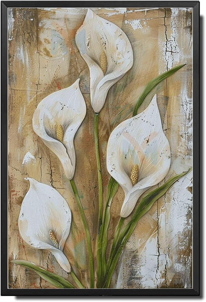 Metal Sign Tin Sign Vintage Serene Peace Lily Tin Sign for Vintage Wall Decor Shabby Chic Style and Distressed Wood Panels Boho Bedroom Decorations for Restaurant 8×12 Inches with Metal Frame