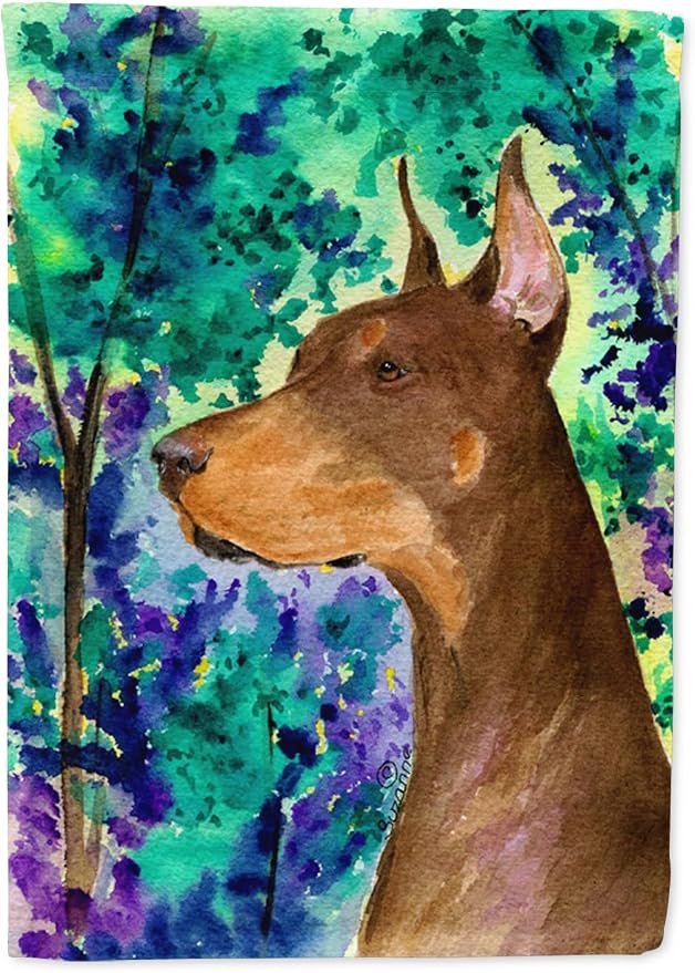 Caroline's Treasures SS8457GF Doberman Garden Flag Mailbox Flag Decorative Yard Flag Banner Outside Patio Artwork Yard Flower Beds, Garden Size, Multicolor