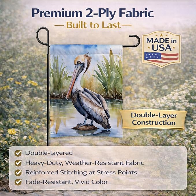 Caroline's Treasures Louisiana Brown Pelican Garden Flag Mailbox Flag Decorative Yard Flag Banner Outside Patio Artwork Yard Flower Beds, Garden Size, Multicolor
