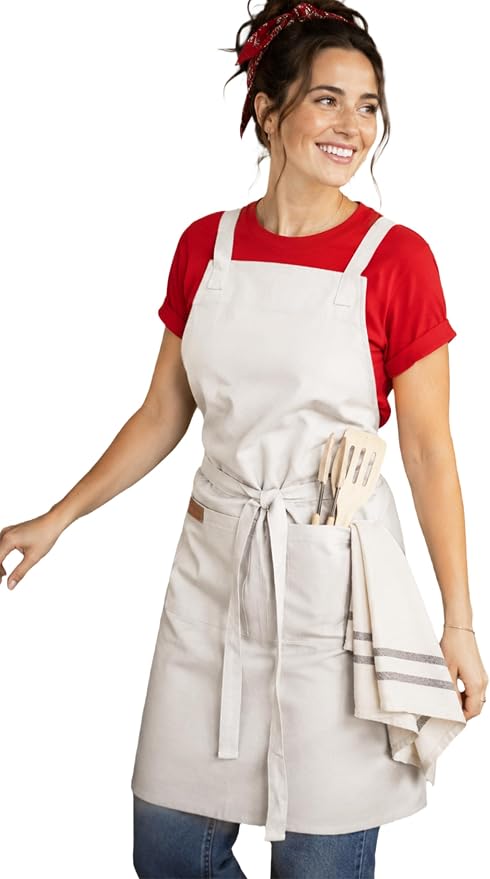 100% Cotton Kitchen Apron with 2 Pockets – Adjustable Chef Apron for Cooking Baking BBQ – Unisex Apron