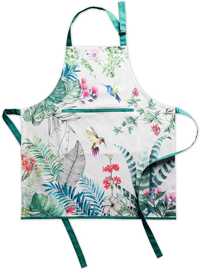 Maison d' Hermine Aprons for women with Pocket 100% Cotton (27.50"x31.50") | Adjustable Neck Strap & long ties Apron Men Chef Wedding Cooking Gardening Server Maid